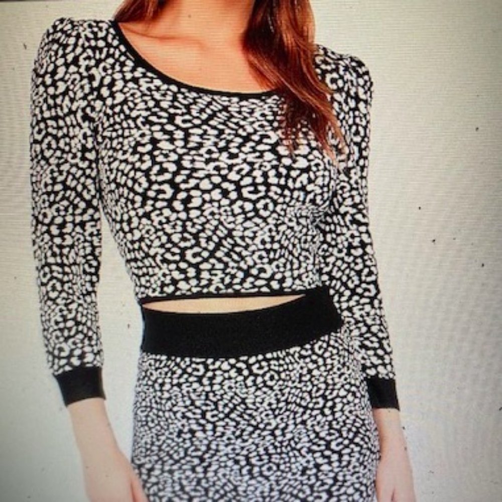 LEOPARD ANIMAL CHEETAH SWEATER & HIGH WAIST SKIRT